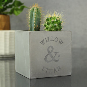 Personalised Couples Concrete Plant Pot