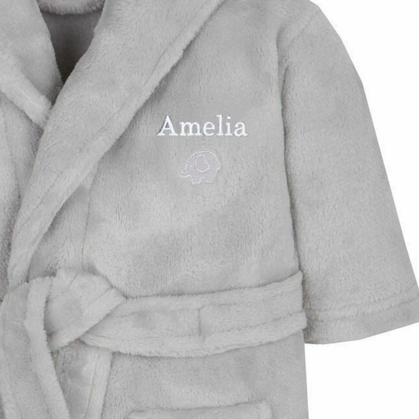 Personalised 0-6 Months Grey Bear Ears Hooded Baby Dressing Gown