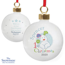 The Snowdog '1st Christmas' Ceramic Christmas Bauble (Blue)