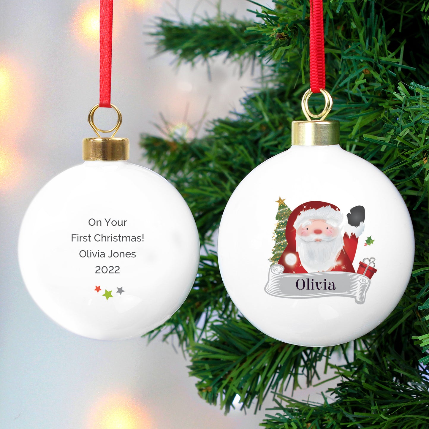 Personalised Santa Claus Christmas Bauble - Updated Design for 2022