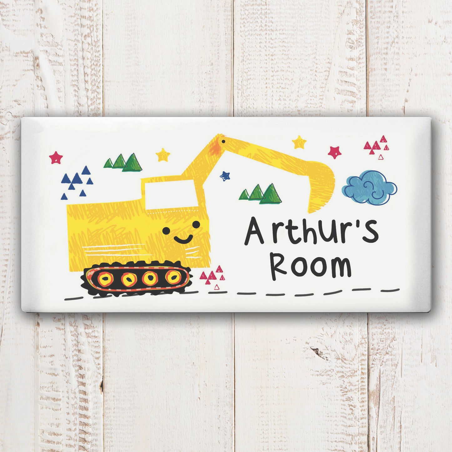 Personalised Digger Ceramic Door Plaque