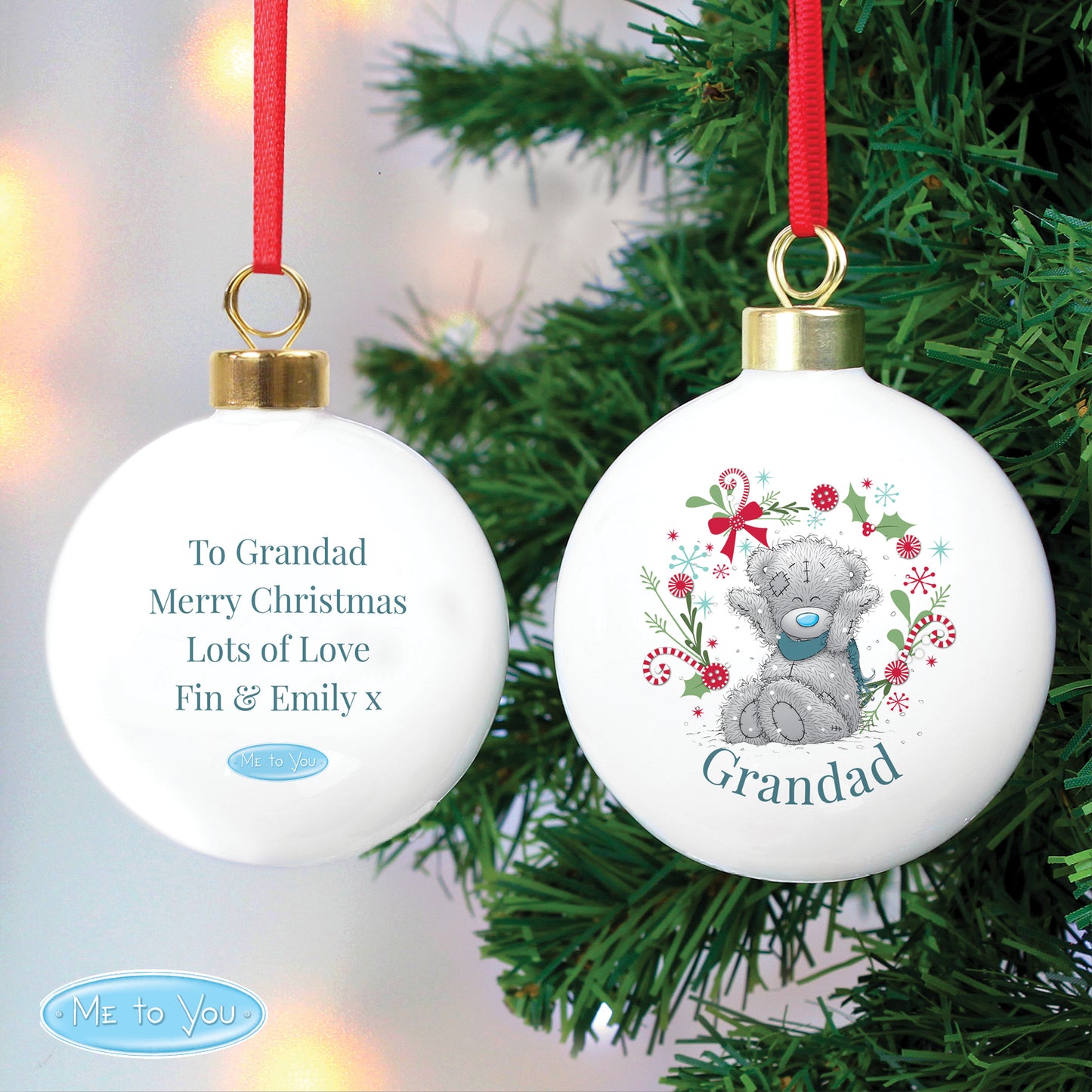 Personalised Me To You (Tatty Teddy) Christmas Bauble - Two Designs