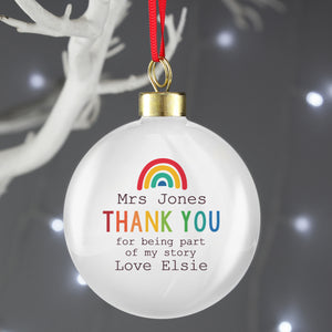 Personalised Rainbow 'Thank You' Christmas Bauble