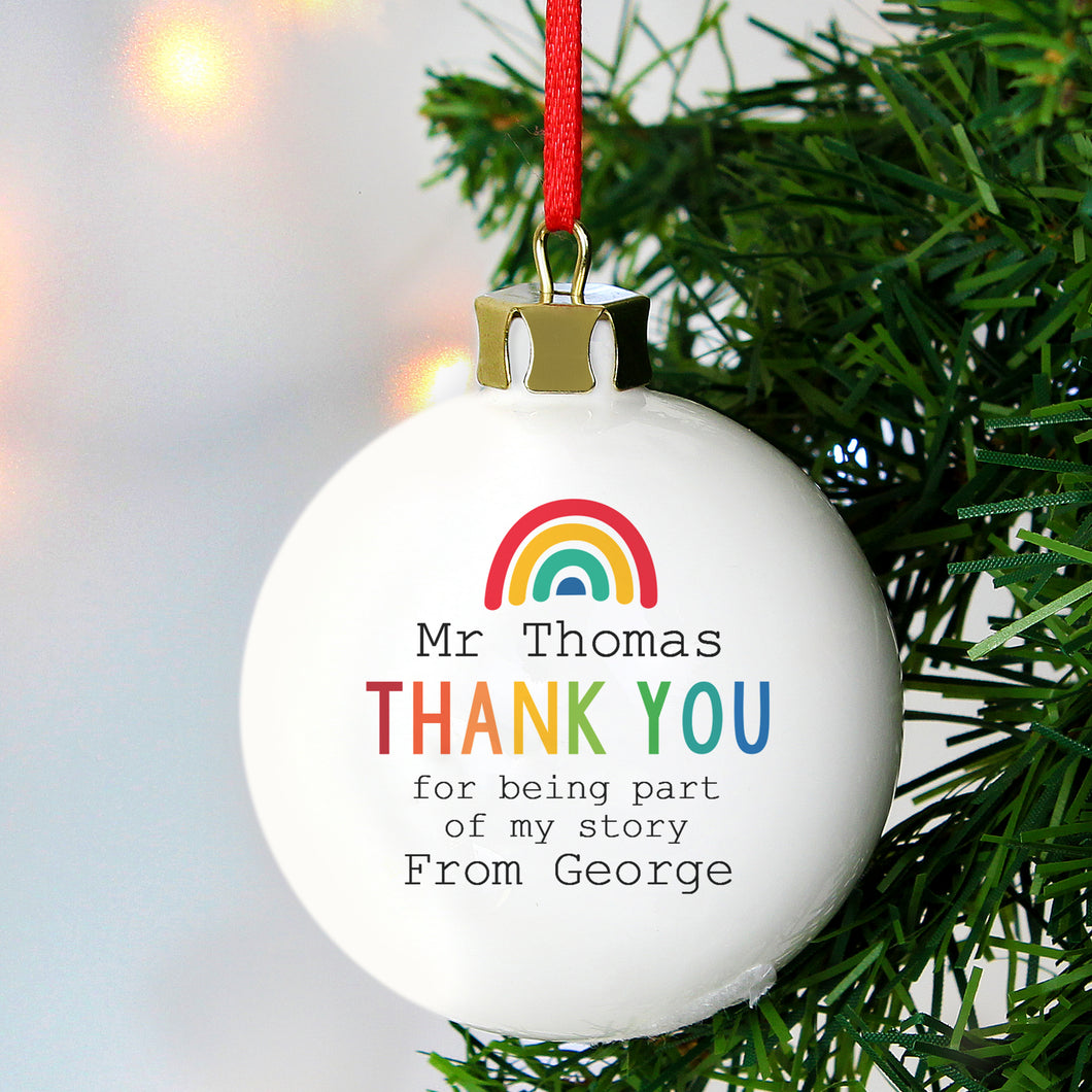 Personalised Rainbow 'Thank You' Christmas Bauble