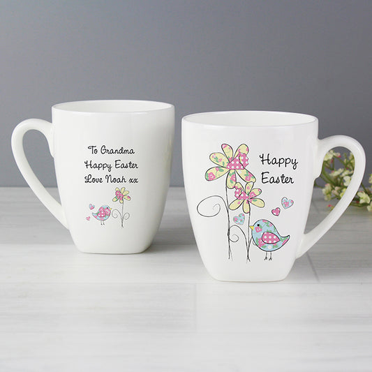 Personalised Easter Daffodil & Chick China Latte Mug