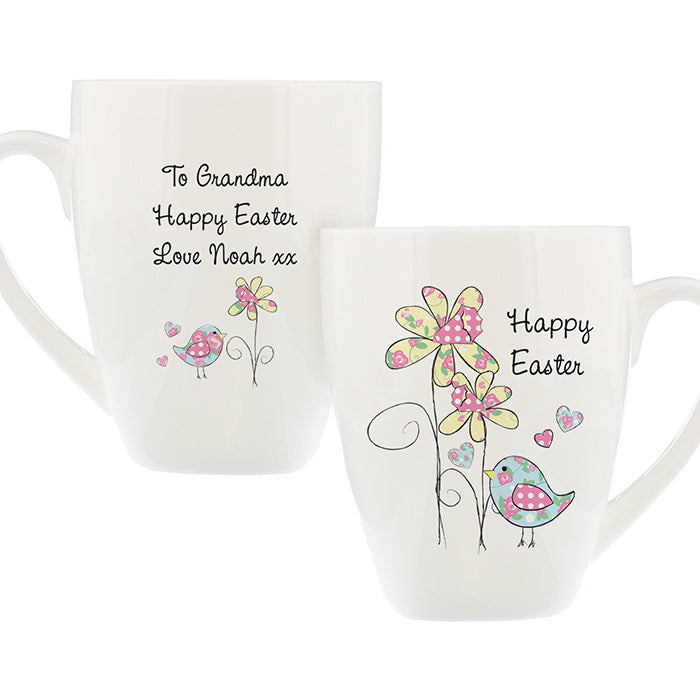 Personalised Easter Daffodil & Chick China Latte Mug
