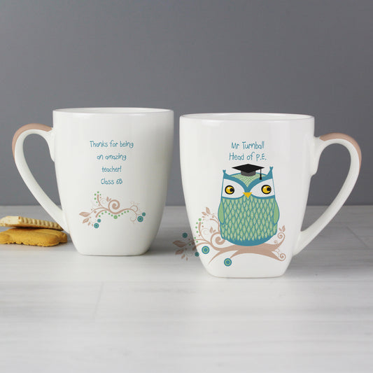 Personalised Mr Owl Teacher Latte Mug