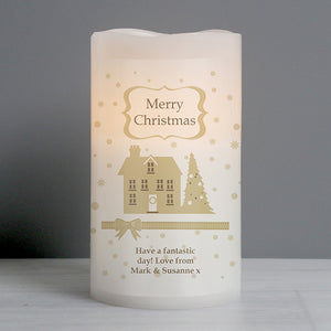 Personalised Christmas Festive Village LED 'Candle'
