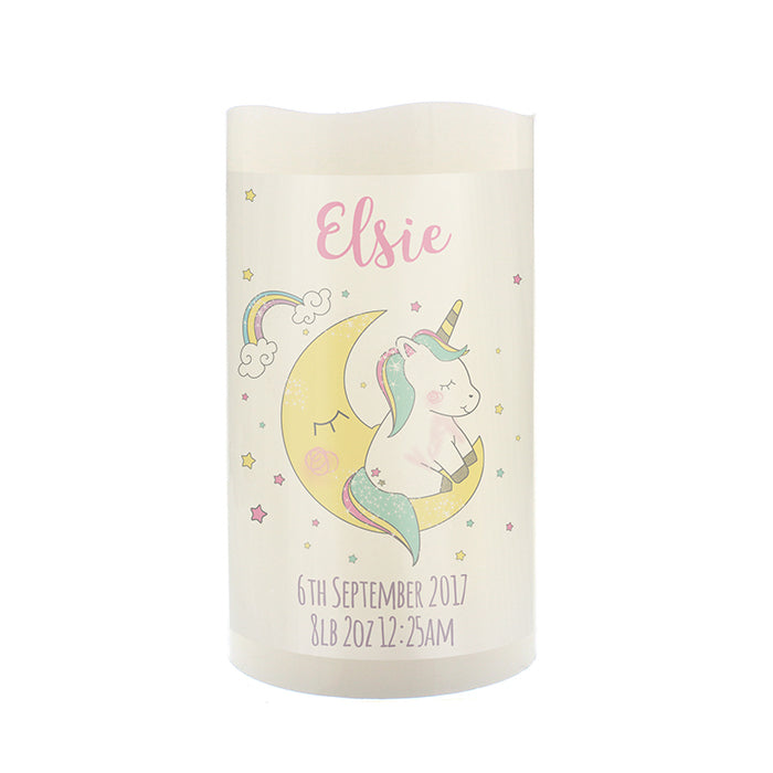 Personalised Baby Unicorn Nightlight LED 'Candle'