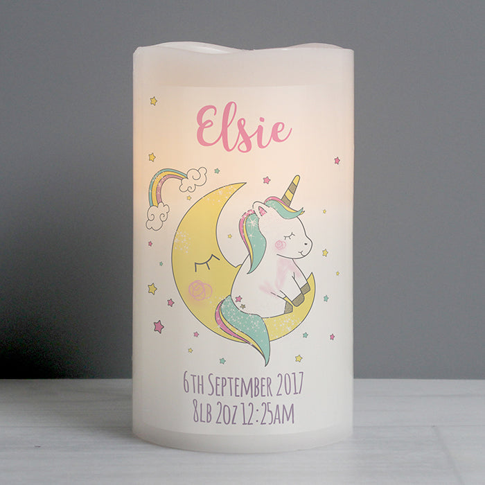 Personalised Baby Unicorn Nightlight LED 'Candle'