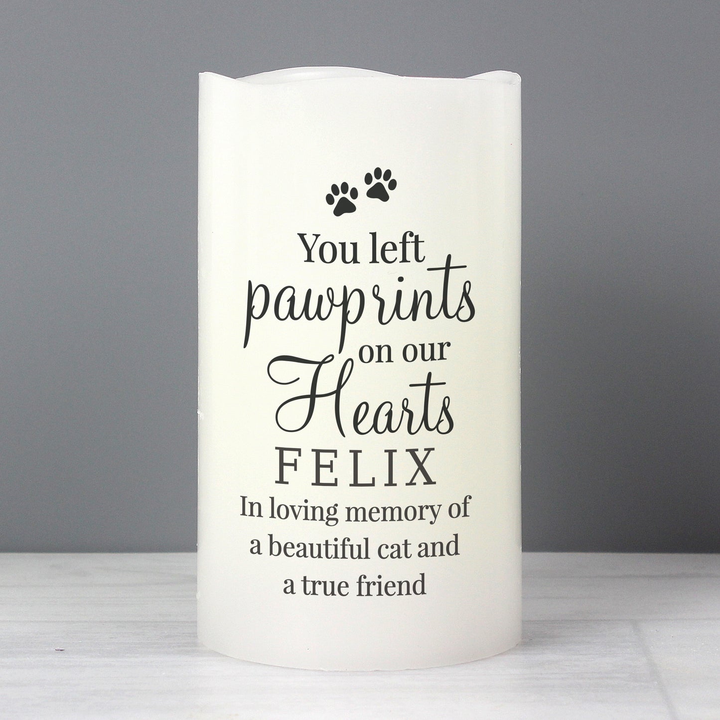 Personalised 'Pawprints On Our Hearts' Memorial LED Candle