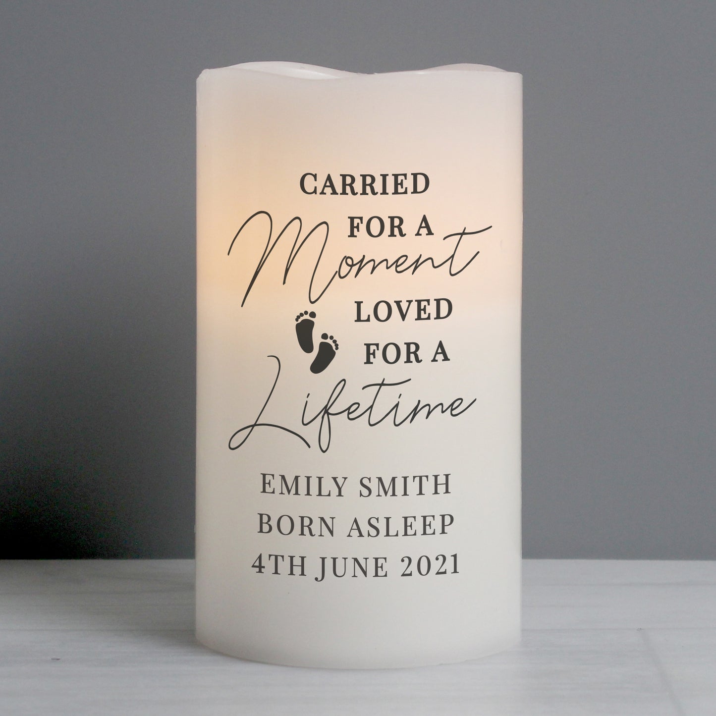 Personalised 'Carried For A Moment' Memorial LED Candle