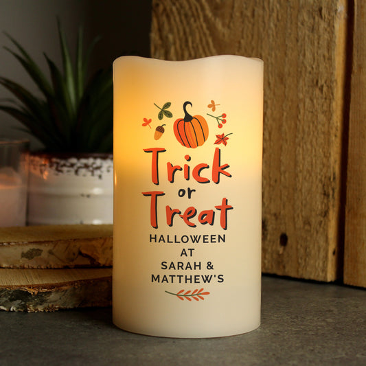 Personalised Halloween 'Trick or Treat' LED Candle