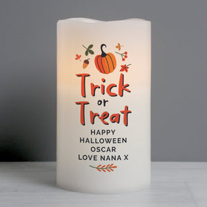 Personalised Halloween 'Trick or Treat' LED Candle