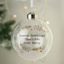 Personalised Gold Wreath Glass Christmas Bauble