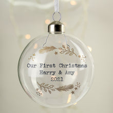 Personalised Gold Wreath Glass Christmas Bauble