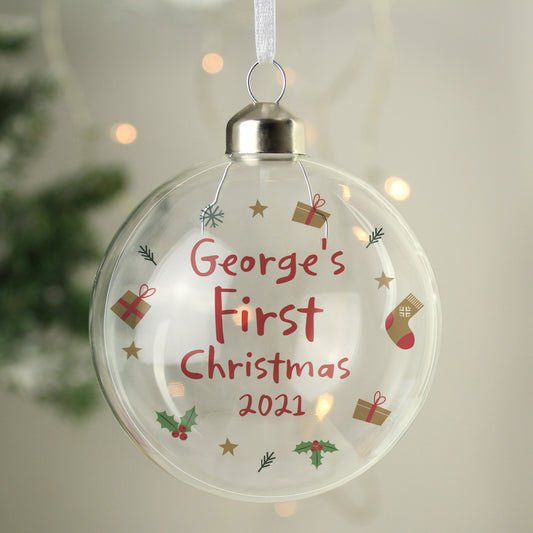 Personalised '1st Christmas' Glass Bauble