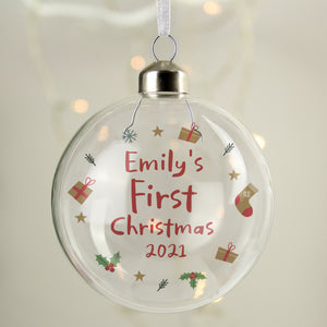 Personalised '1st Christmas' Glass Bauble