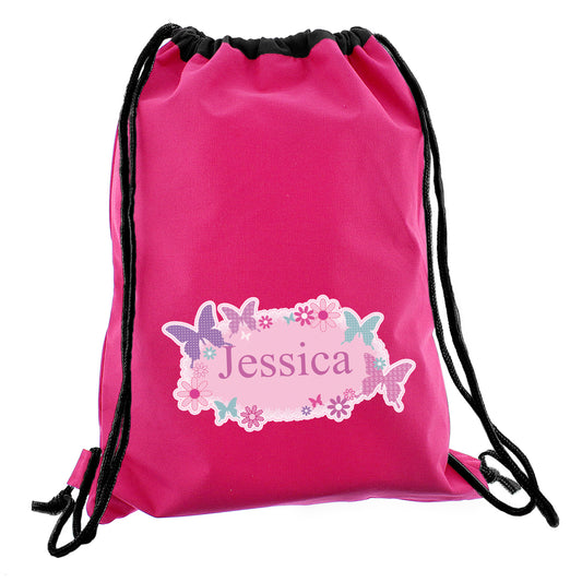 Personalised Butterfly Pink Swim & Gym Bag
