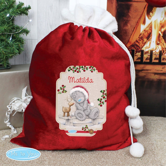 Personalised 'Me to You' Reindeer Pom Pom Christmas Sack