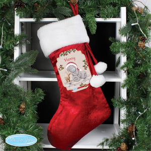 Personalised 'Me to You' Reindeer Red Christmas Stocking