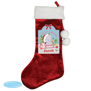 Personalised Tiny Tatty Teddy 'My 1st Christmas' Red Christmas Stocking