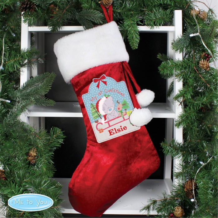 Personalised Tiny Tatty Teddy 'My 1st Christmas' Red Christmas Stocking
