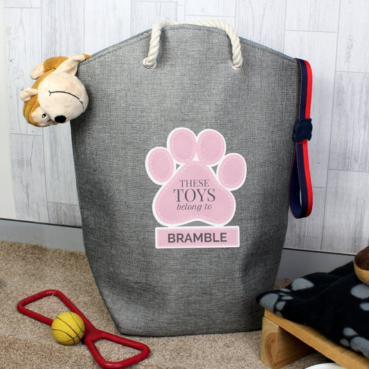 Personalised Paw Prints Storage Bag - Available in Blue or Pink