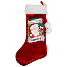 Personalised Santa & Rudolph Red Christmas Stocking