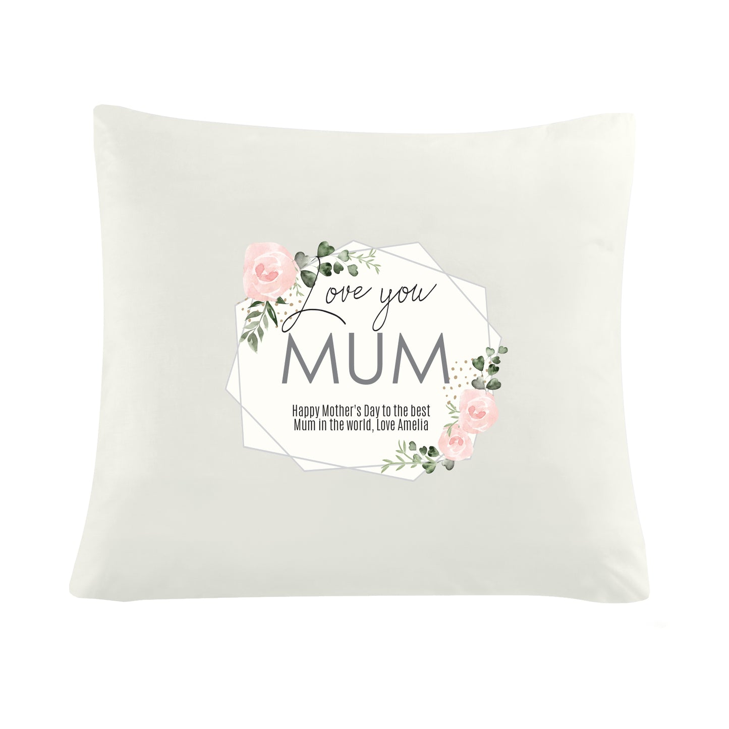 Personalised 'Love You' Abstract Rose Cream Cushion