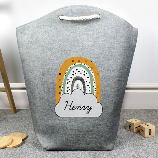 Personalised Rainbow Storage and/or Laundry Bag - Available in Mustard/Pink or Mustard/Green