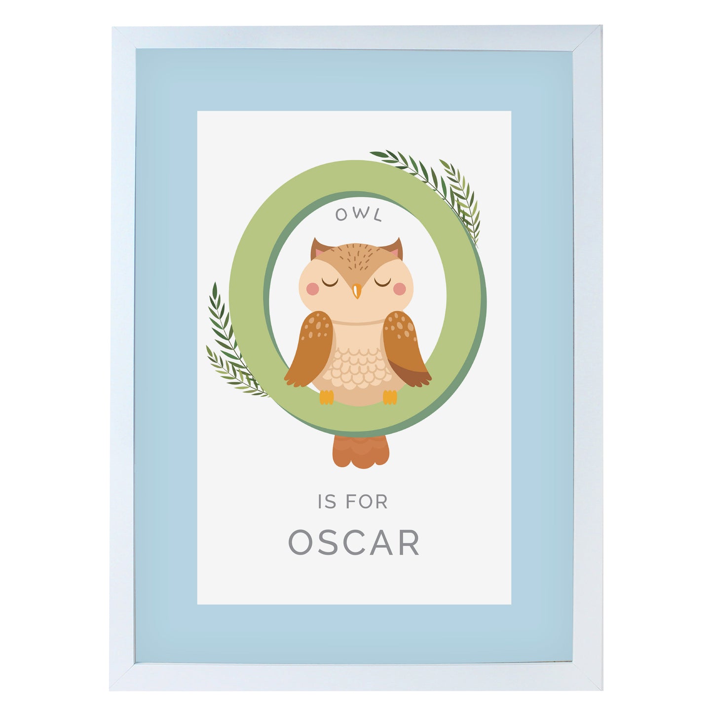Personalised Animal Alphabet White Framed Print - A3
