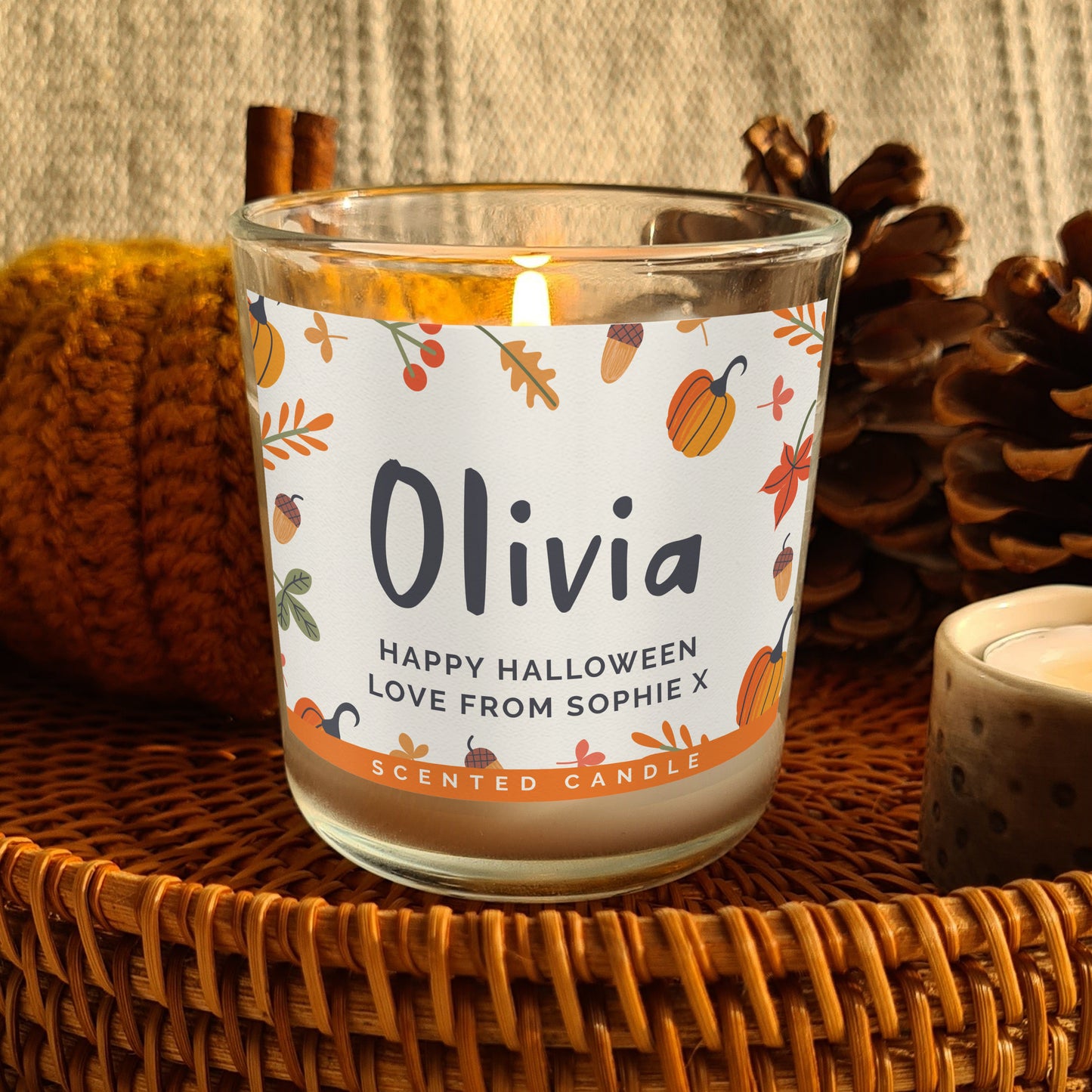 Personalised Pumpkin Scented Jar Candle (perfect for Halloween)