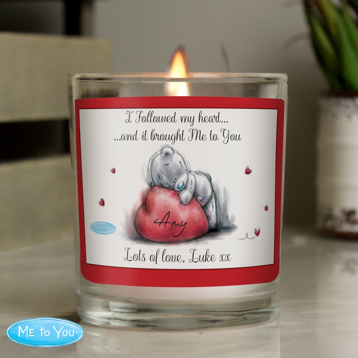 Personalised 'Me To You' Heart Scented Jar Candle - Perfect for Valentine's Day