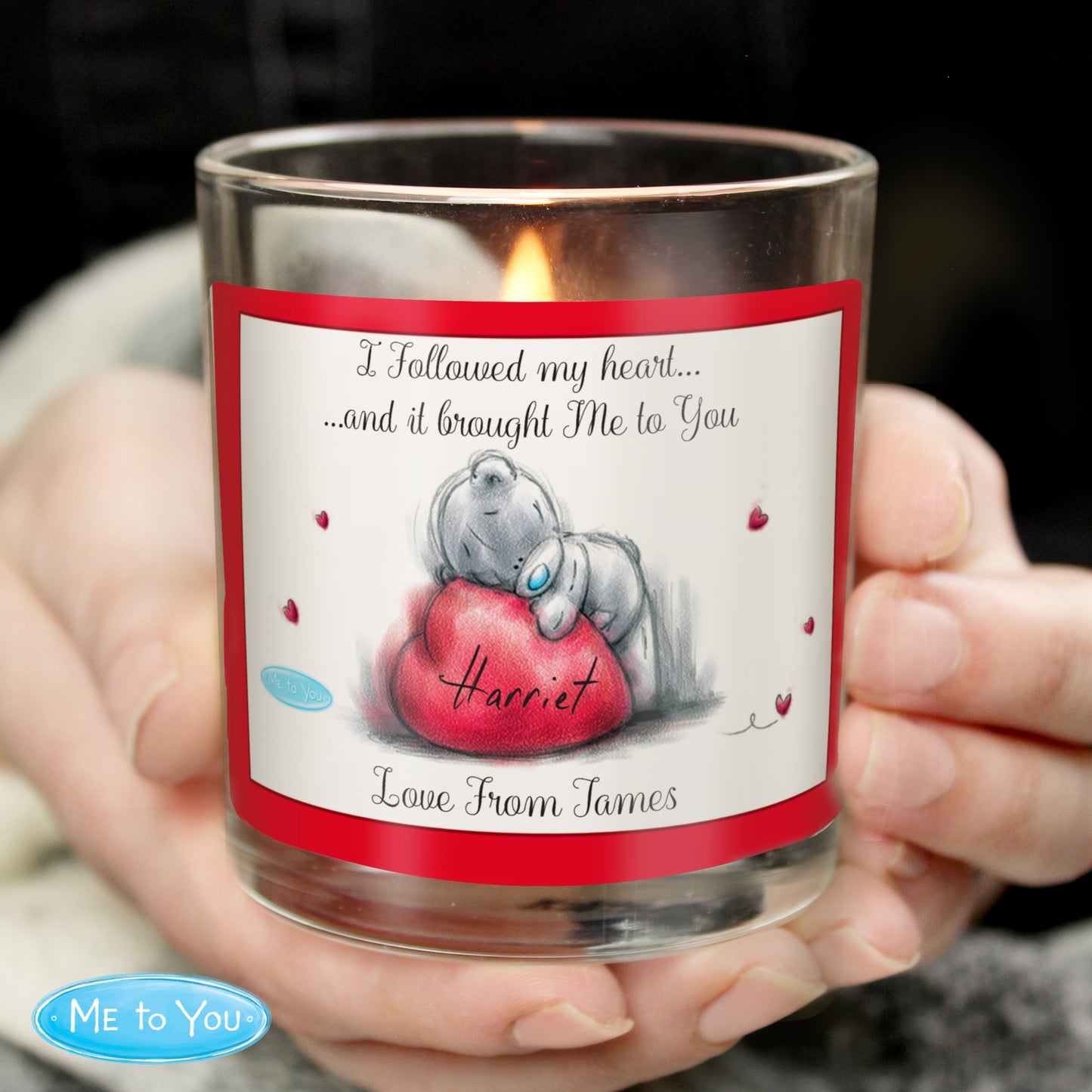 Personalised 'Me To You' Heart Scented Jar Candle - Perfect for Valentine's Day