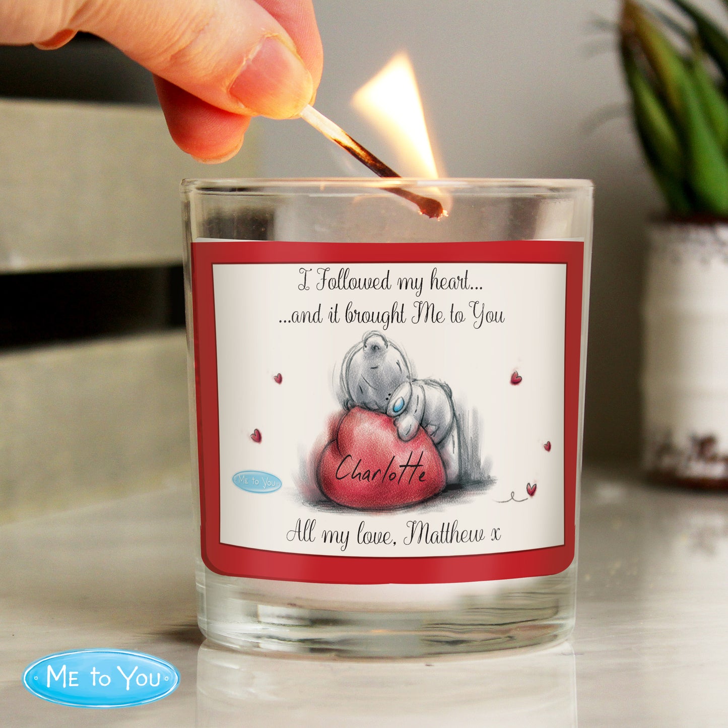 Personalised 'Me To You' Heart Scented Jar Candle - Perfect for Valentine's Day