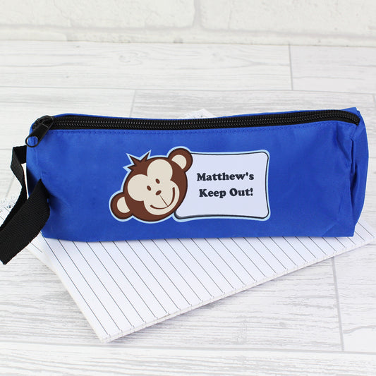 Personalised Monkey Pencil Case - Pink or Blue