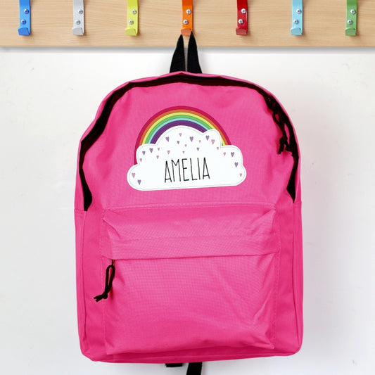 Personalised Rainbow Pink Backpack