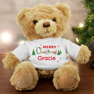 Personalised Merry Christmas Soft Toy Teddy Bear