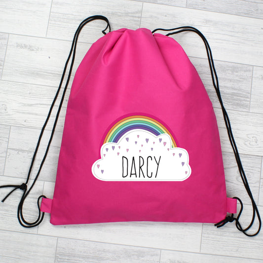 Personalised Rainbow Pink Swim / Gym / Kit Bag