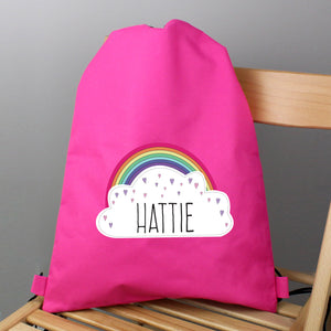 Personalised Rainbow Pink Swim / Gym / Kit Bag