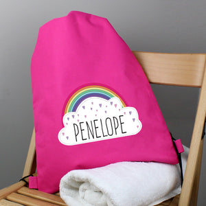 Personalised Rainbow Pink Swim / Gym / Kit Bag