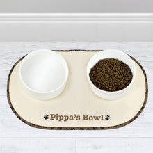 Personalised Brown Paw Print Pet Bowl Placemat (Microfiber)