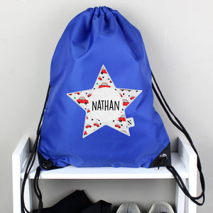 Personalised Star with Car Pattern Gym / Kit Bag