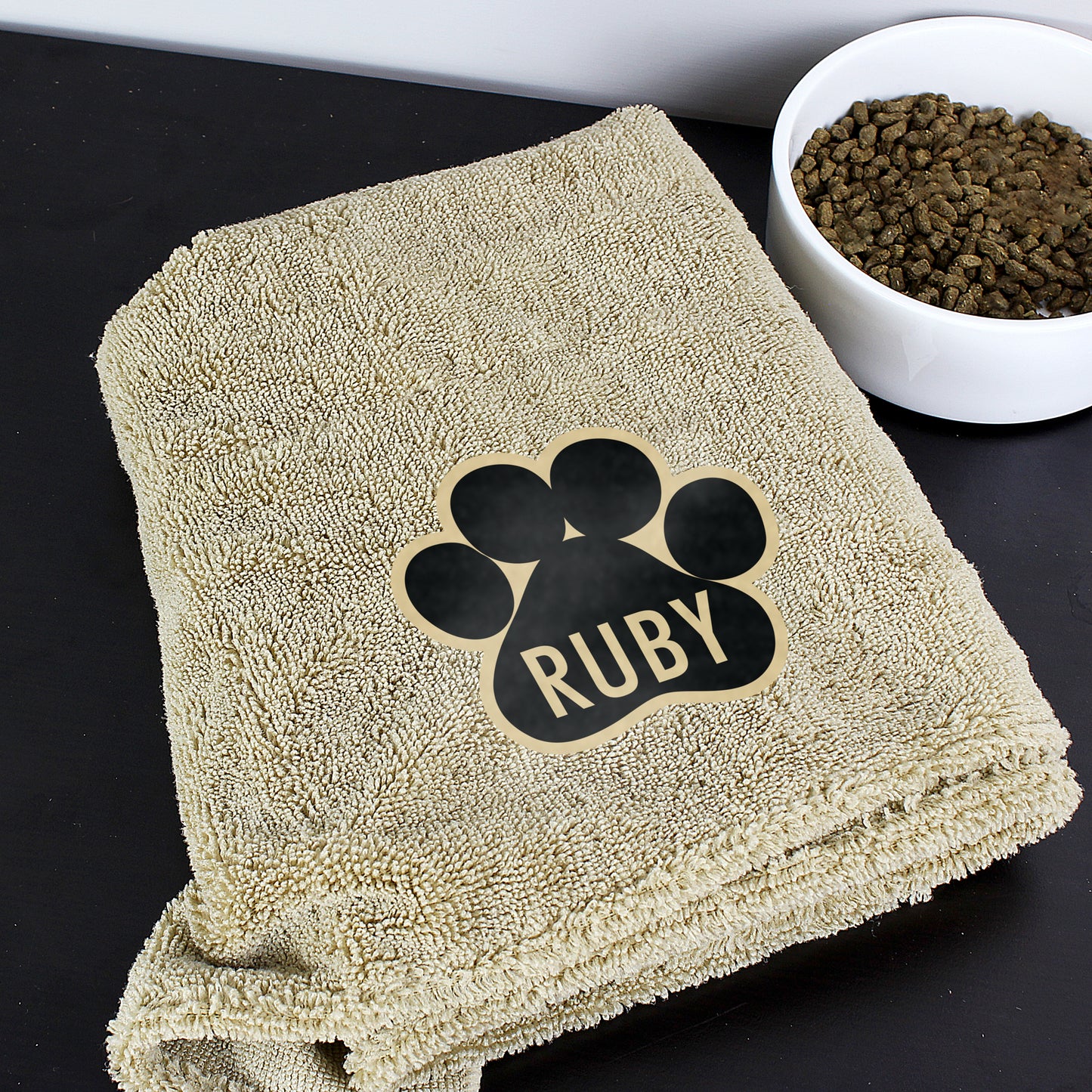 Personalised Pawprint Brown Microfiber Pet Towel