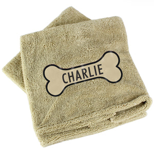 Personalised Bone Brown Microfiber Pet Towel