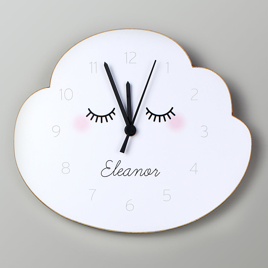 Personalised Eyelash Cloud Shape Wooden Clock