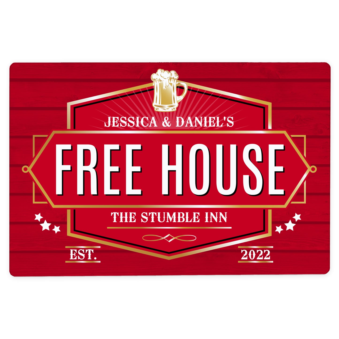 Personalised Free House Metal Sign - Red