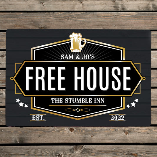 Personalised Free House Metal Sign - Black