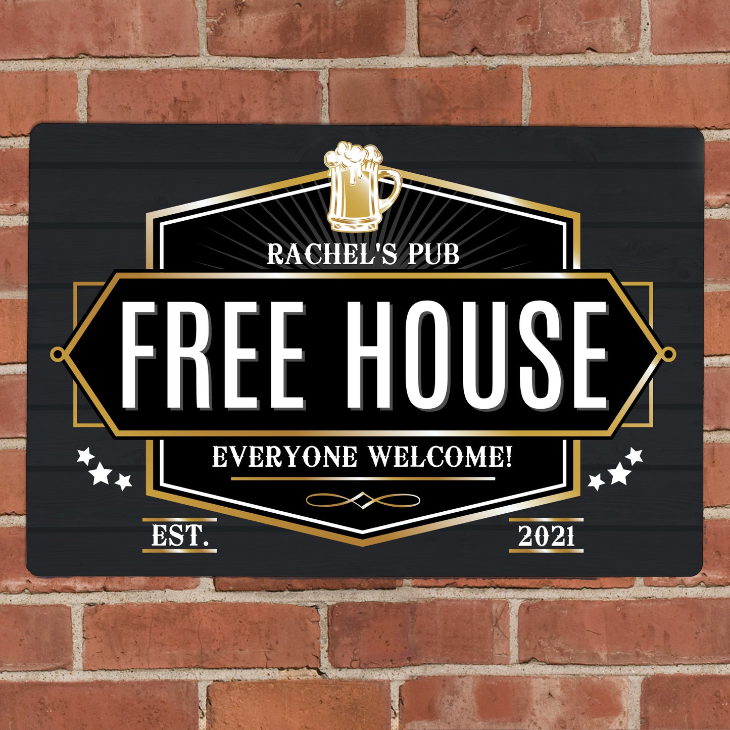Personalised Free House Metal Sign - Black